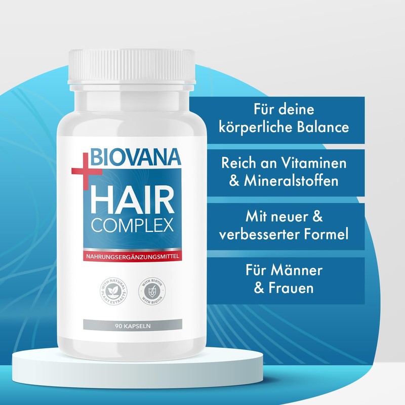 BIOVANA HairComplex Capsules, Rich in Vitamins and Minerals, Made from