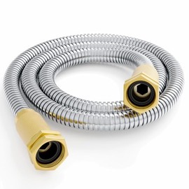 Manguera de Jardín - Manguera Corta de Metal de 3 Pies con Conexión Hembra a Hembra, Manguera Flexible de Alta Resistencia para Carrete de Manguera Exterior/Deshumidificador/RV, Acero