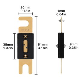VEXUNGA ANL Fuse 350A Blade Fuses 350 Amp 32VDC 350Amp Gold for Car Audio Video System (Pack of 3Pcs)