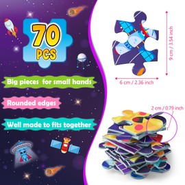 UNGLINGA 70 Piece Solar System Floor Puzzles for Kids Ages 3-5 4-6 6-8