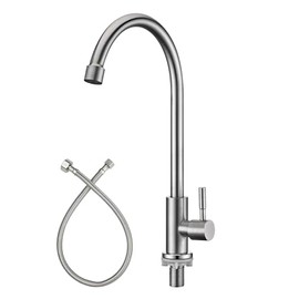 llave de fregadero de barra fría de acero inoxidable SUS304, solo para agua fría, llave de cocina de una sola manija para fregadero al aire última int