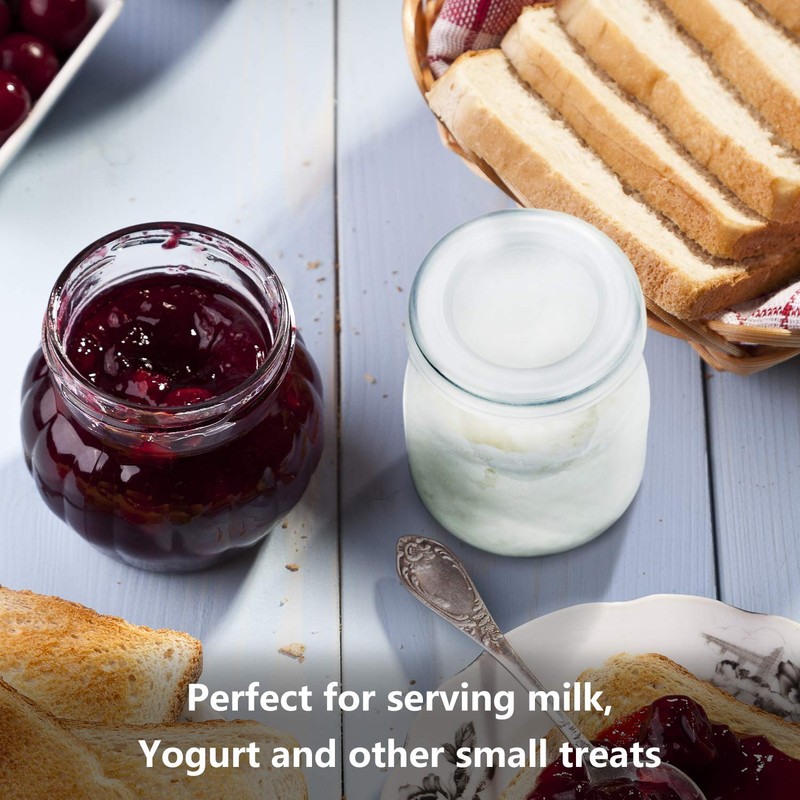 Encheng 7 oz Clear Glass Jars With Lids,Yogurt Container With