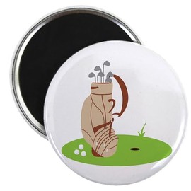 CafePress Golf Bag And Balls Magnets 2.25" Round Magnet (10 pack)