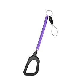 BeyonMind Key Pass Case, Lost Prevention, Elastic Strap, Carabiner Big, Drop Prevention Cord, Stainless Steel, Extra Large Carabiner, Detachable Pine Needle Cord (Made in Japan), clear violet