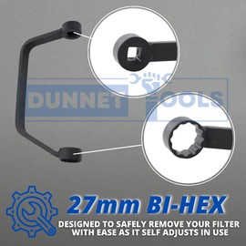Dunnet Tools 27mm Oil Filter Wrench Housing Removal Tool 1/2" Drive Heavy Duty Car Oil Filter Removal Tool Oil Change Repair Molybdenum