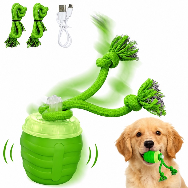 Smart Interactive Dog Toy Ball with Rope, USB Rechargeable Automatic