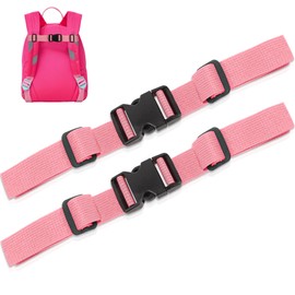 Moorle Adjustable Chest Strap Backpack, Pack of 2 Nylon Backpack Straps with Quick Release, Non-Slip Strap for School Bag, Pink, Durable Chest Strap for Jogging, Hiking, Outside
