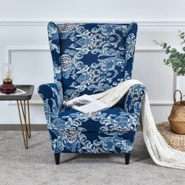 KRFOONN Wingback Chair Cover Slipcovers 2 Piece Stretch Wing Chair Covers Spandex Slipcovers Wingback Sofa Covers Armchair Covers Non-Slip Furniture Protector for Living Room Wingback Chair, Color18
