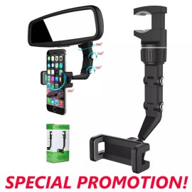 Unbranded 360° Car Rearview Mirror Rotation Adjustable Phone Holder Mount Multifunction