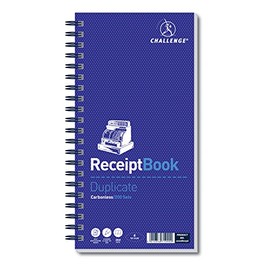 Challenge 280 x 141 mm Wirebound Receipt Book, 200 Sets, White