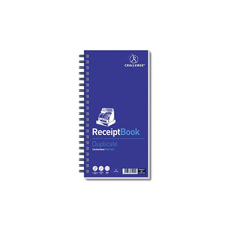 Challenge 280 x 141 mm Wirebound Receipt Book, 200 Sets,