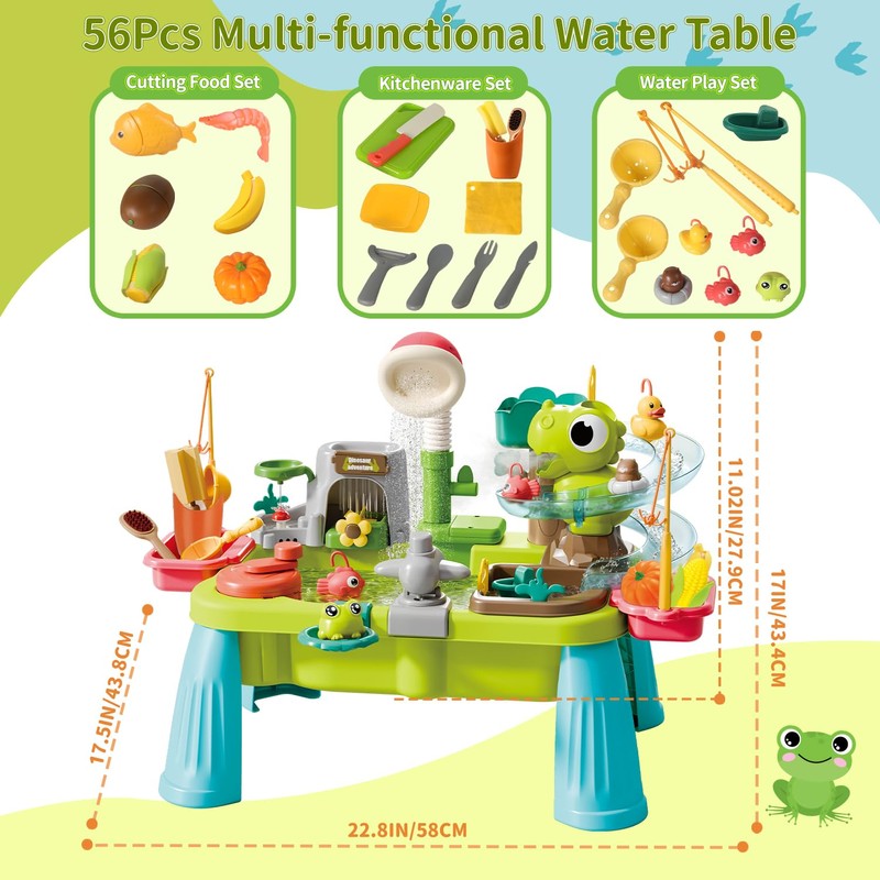 Yrkidstoi Water Table with Pump, 12-in-1 Dino Mist Spray Water