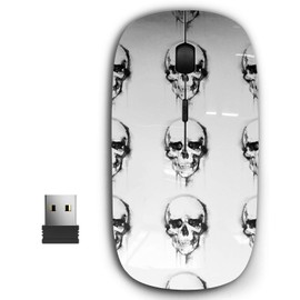 KAWAMOUSE 2.4G Ergonomic Portable USB Wireless Mouse for PC, Laptop, Computer, Notebook with Nano Receiver (Skull Watercolor)