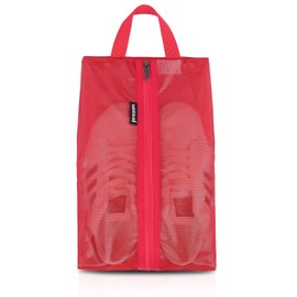 Prezon Travel Shoe Bag, Waterproof TPU Mesh, Durable YKK Zipper, Dirt-Resistant Shoe Bag, Shoe Organiser, Shoe Bag with Zip for Travel or Home Storage, red, shoe bag