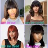Bob Wig With Bangs Human Hair 1B/30 Highlight Wig Human