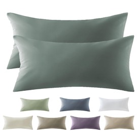 SOULFUL Satin Cushion Cover 40 x 80 cm, Cotton, Pillowcases 2-Piece with Zip, Oeko-Tex Certified, Soft and Comfortable, GrauSage