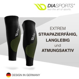 Diasports Calf Bandage Sleevers | Calf Sleeves for Marathon and Triathlon | 100% Compression for Optimal Calf Compression Stockings, Black-Green, m