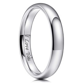 King Will BASIC 4mm Mens Wedding Ring Original Color Full High Polished with Laser Etched I Love You 13