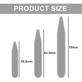 Vayfoni 12PCS Stainless Steel Collar Stiffeners - Metal Collar Stays for Men & Women - 3 Sizes (55.8x10x0.8mm, 63.5x10x0.8mm, 70x10x0.8mm) - Durable Shirt Collar Support Stays
