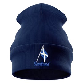 Purple Print House Embroidered Scotland Beanie Hat for Men Scottish Emblem St Andrews Rugby Country Him, One Size, Navy
