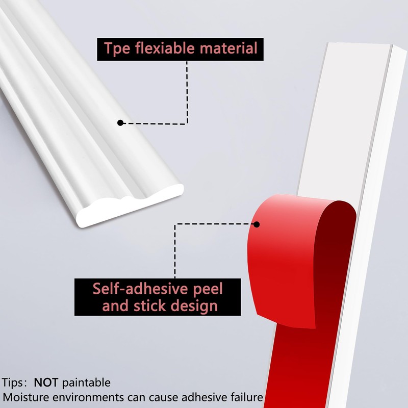 moonoom 20 Ft x 1.6''Wall Decoration Molding Trim,Self-Adhesive 3D Chair