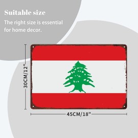 Retro Lebanon Metal Sign, Lebanon Flag Tin Sign Indoor Or Outdoor, Man Cave Garage Vintage Metal Signs, Patriotic Country Souvenir Aluminum Sign,12x18in