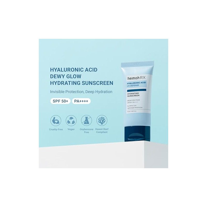 HEIMISH RX - Protector solar hidratante de ácido hialurónico, protector