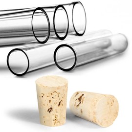 100 x Plastic Test Tubes With Natural Cork, High-quality, 75 x Ø 12mm