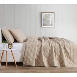 Truly Soft Everyday 3D Puff Quilt Set, Full/Queen, Khaki