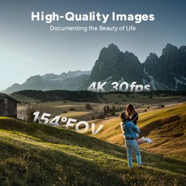 SJCAM C300 Pocket Action Camera 4K,7Hour Power, 6-Axis Stabilization, Dual-Touch Screen Body Camera,30M Waterproof, Vlogging and Live Streaming,with Accessories Kits,Black,Gifts with 64G Card