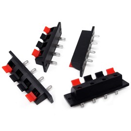 Honbay 4PCS 4 Pin Speaker Terminal Block 4 Position Amplifier Spring Jointing Clamp Test Clip Stereo Speaker Strip Shaped Push Release Connector Plate