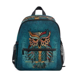 Cute Toddler Backpack Mini Travel Bag Indian Cute Owl for Baby Girl Boy Age 3-7
