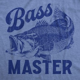 Crazy Dog Mens T Shirt Bass Master Funny Fishing Bass Pro Fish Graphic Novelty Tee for Fisherman Shirt with Adult Humor for Guys Light Heather Blue - BASS M