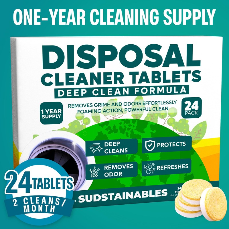 Sudstainables Garbage Disposal Cleaner Tablets 24-Pack - Sink Cleaner and