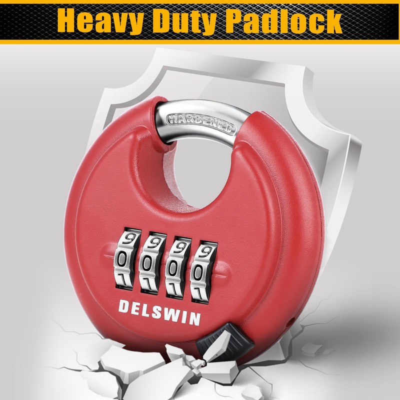 DELSWIN 4-Digit Disc Combination Lock Outdoor - Heavy Duty Combination