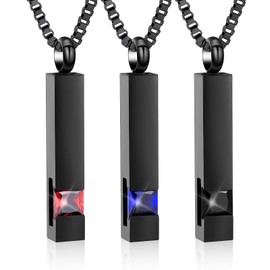 XSMZB Crystal Cremation Urn Jewelry Cube Memorial Ashes Necklace Pendant Keepsake- Black Birthstone Series (Blue+Red+Black)
