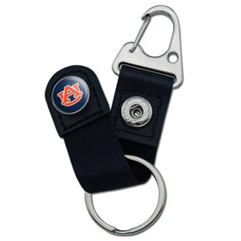 GRAPHICS & MORE Auburn University Tigers Primary Logo Keychain with Leather Fabric Belt Clip-On Carabiner