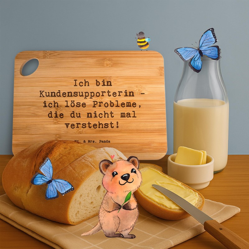Mr. & Mrs. Panda Frühstücksbrettchen Spruch Kundensupporterin Heldin - Geschenk,