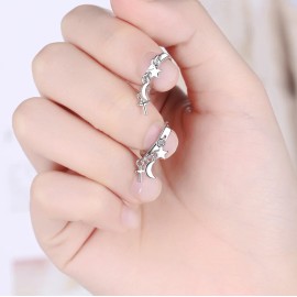 Unbranded Women 925 Silver Plated Dangle Cross Moon Star Charms Huggie Hoop Earrings P1