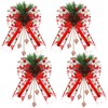 4 Pcs Christmas Bow Decor Glitter Dot Bow Ornament, Green,