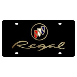 Eurosport Daytona Compatible/Replacement for Buick Regal Gold Logo Black Steel License Plate