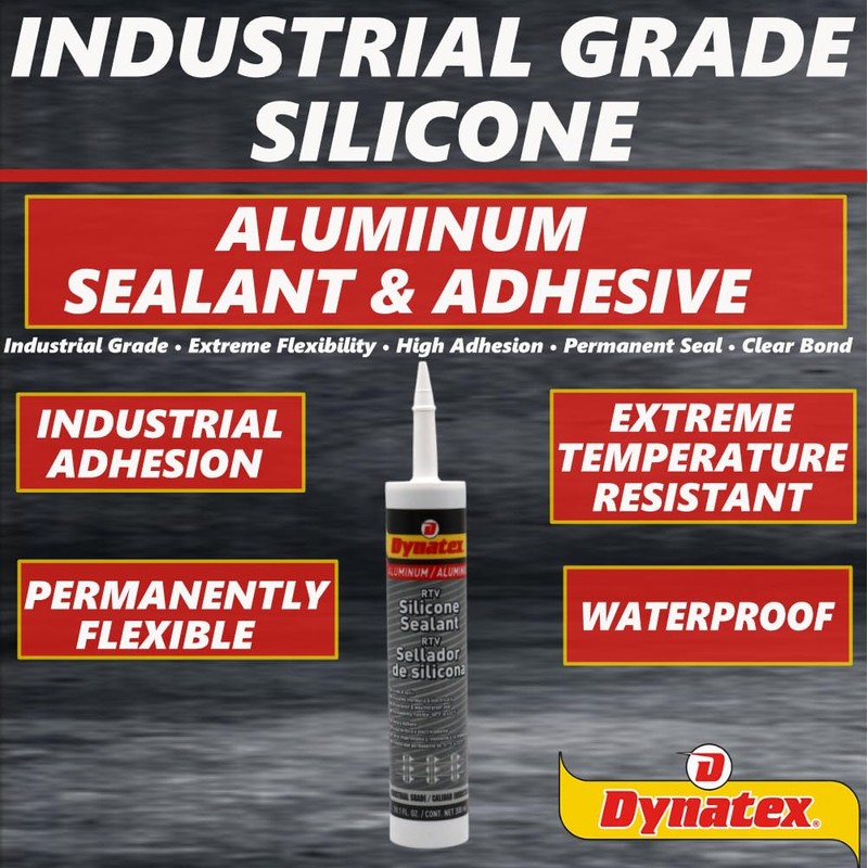 Dynatex 143384 Industrial Grade Silicone Sealant, Aluminum, Marine Caulk, 300ml