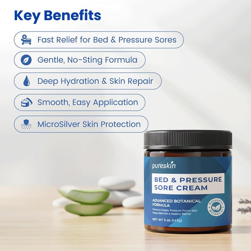 PURESKIN Bed Sore Cream Fast-Healing: Pressure Sore Treatment and Barrier