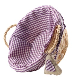 Premier Housewares Round Picnic Blanket Basket Hamper Handles Picnic Basket Washable Gingham Lining Purple Hamper Baskets for Gifts Bread Basket