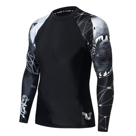 HUGE SPORTS Wildling Series UV Protection Quick Dry Compression Rash Guard (Shark,XL)