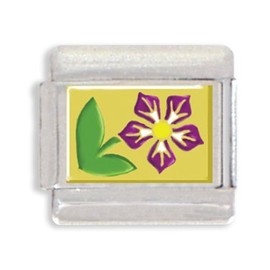 Clearly Charming Pansy Italian Charm Bracelet Link