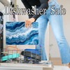 Light Dark Blue With White Marble Kitchen Glass Cutting Board