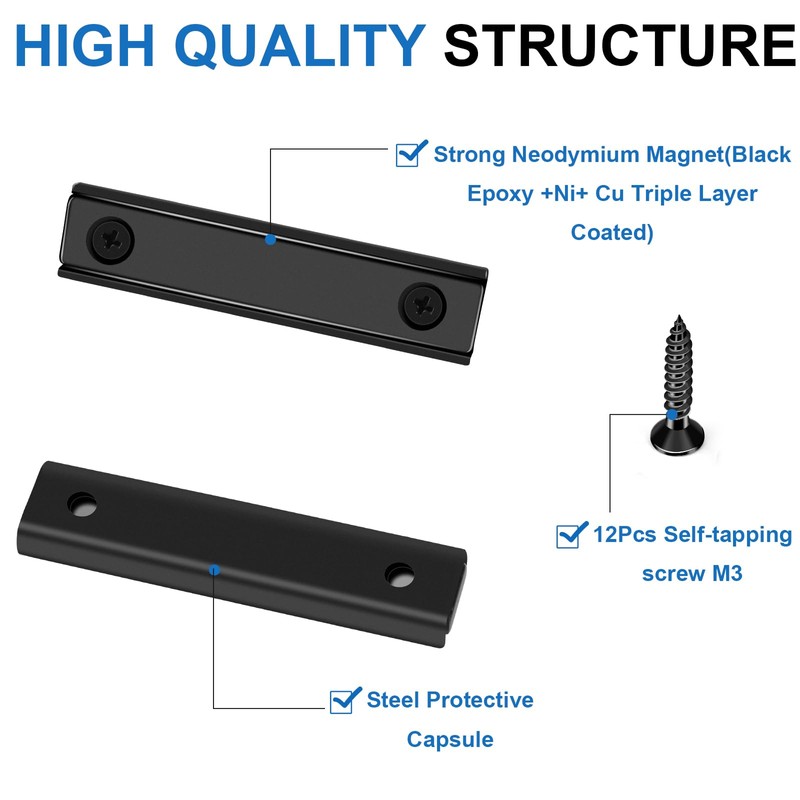 LOVIMAG Neodymium Bar Magnets 80lbs, Strong Cabinet Magnets for Closure,