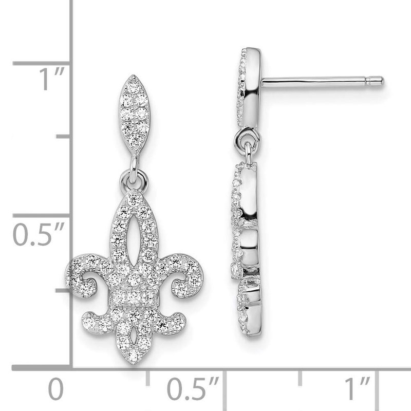 Real 925 Sterling Silver CZ Cubic Zirconia Fleur De Lis