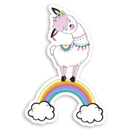 2 x 10cm Cute Llama Rainbow Vinyl Sticker - Alpaca Girls Laptop Decal #34214 (10cm Tall)